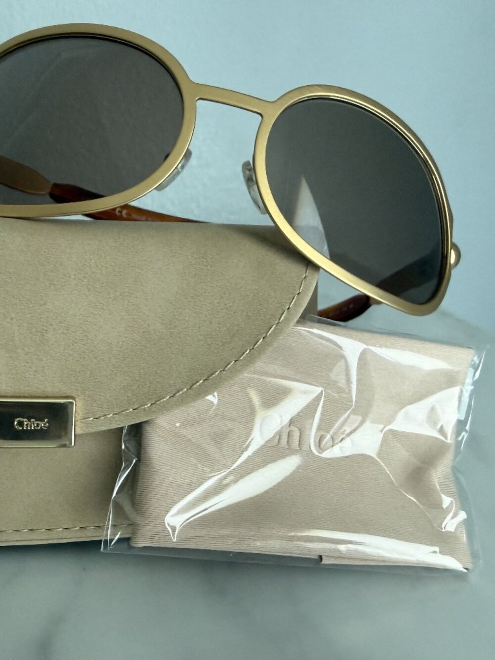 CHLOE Chloé Gold Metal Frame Sunglasses Brown Lens - Picture 9 of 11